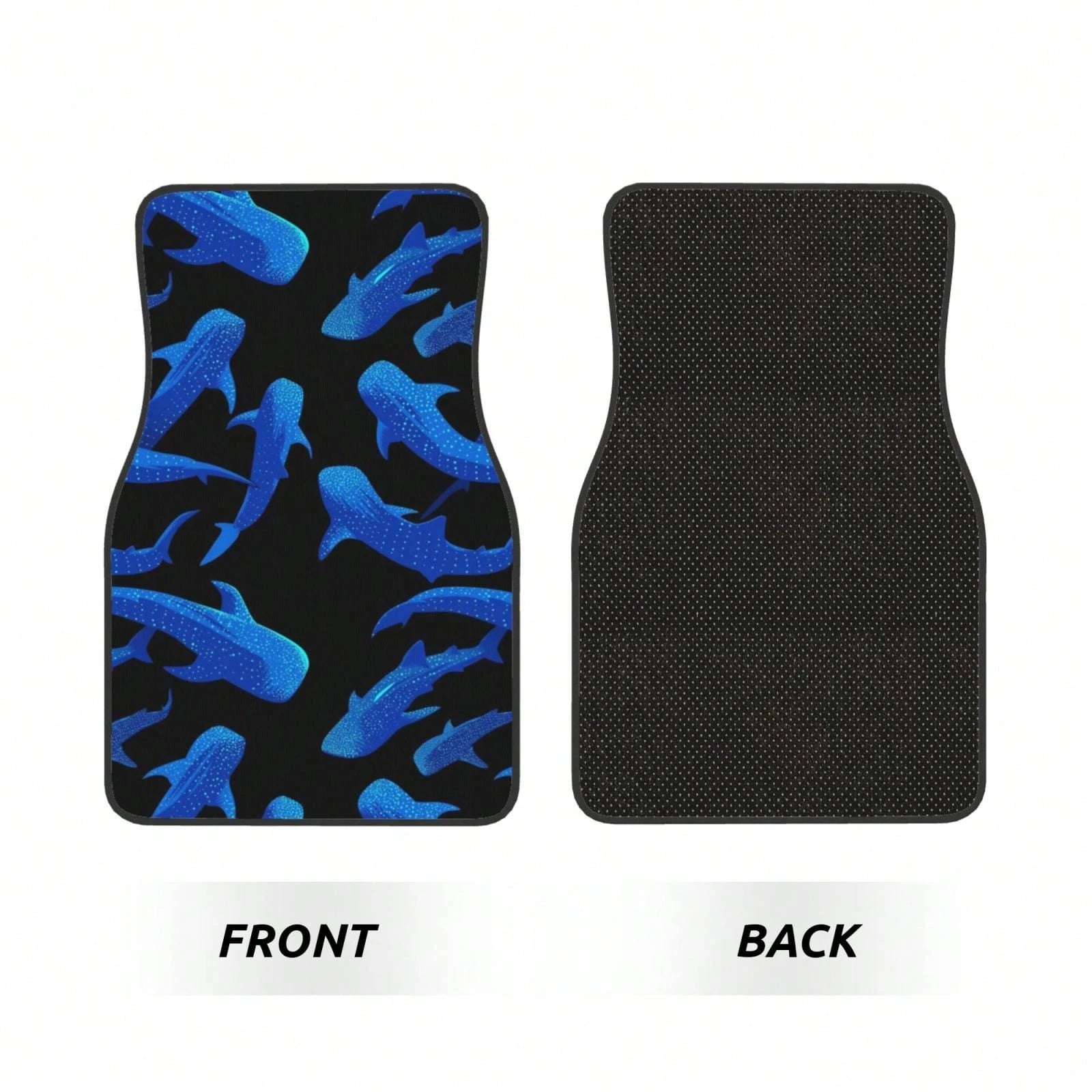 Shark Whale 4-Piece Car Floor Mats For Most Vehicles – Rubber Backing,Durable & Stylish Auto Interior Accessories