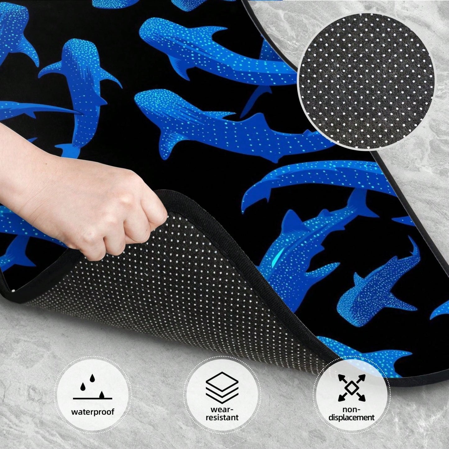 Shark Whale 4-Piece Car Floor Mats For Most Vehicles – Rubber Backing,Durable & Stylish Auto Interior Accessories