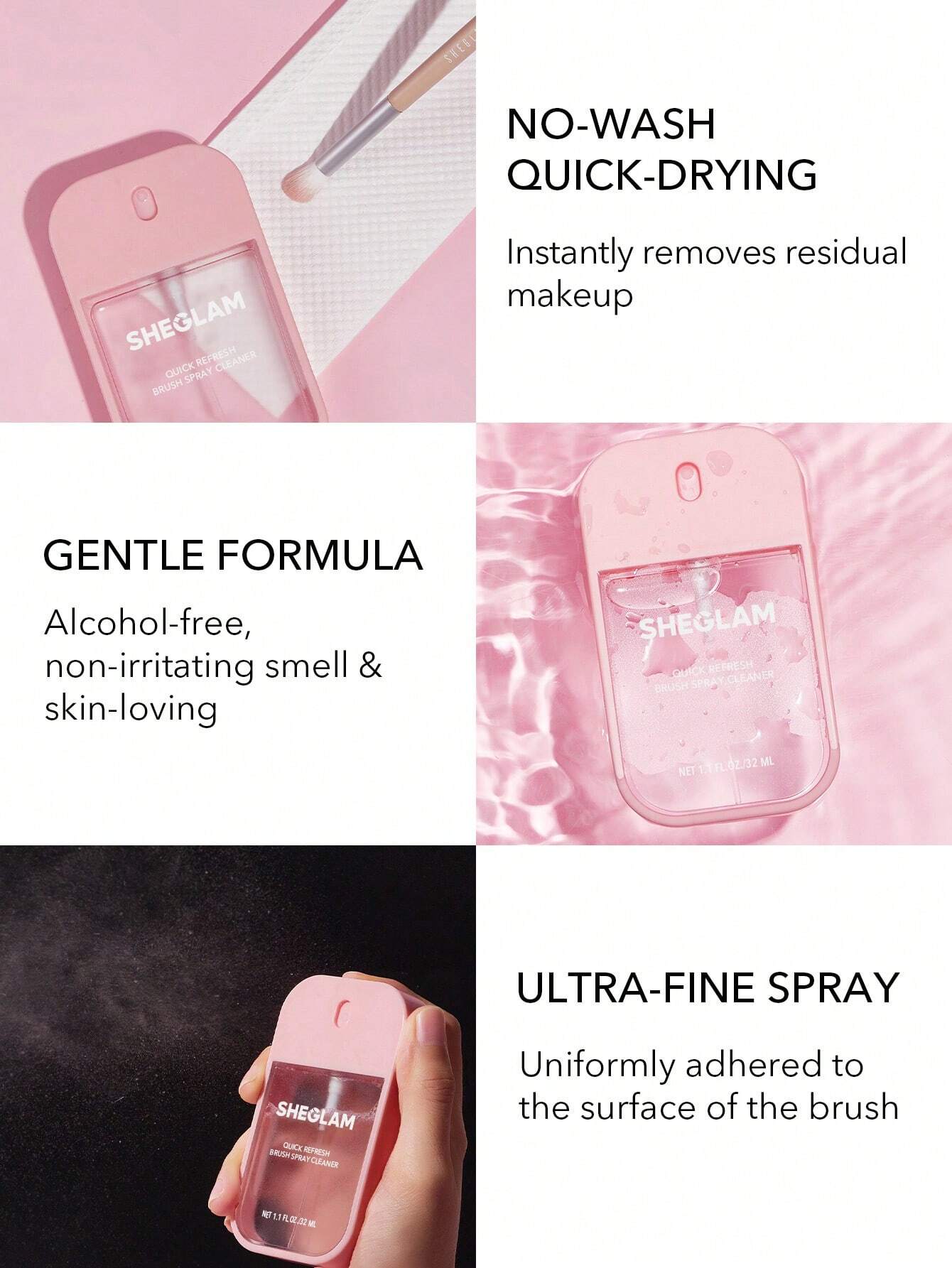 SHEGLAM Quick Refresh Brush Spray Cleaner 32Ml Brand Beauty Cosmetic Makeup For Women And Girls