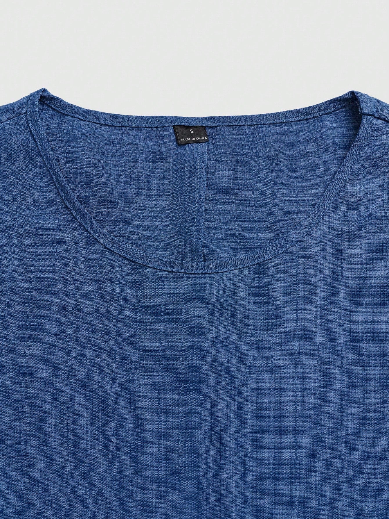 SHEIN LUNE Women's Summer Lantern Sleeve Round Neck Blue Long Dress