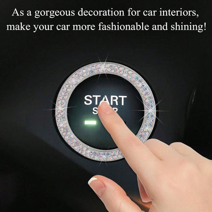 Shiny Crystal Rhinestone Engine Start Ring Decal, Button Cover/Sticker, Key Ignition Knob Shiny Ring, Shiny Car Interior Accessories