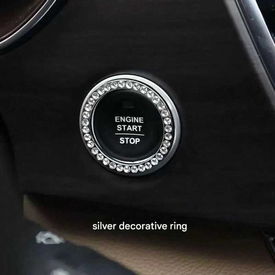Shiny Crystal Rhinestone Engine Start Ring Decal, Button Cover/Sticker, Key Ignition Knob Shiny Ring, Shiny Car Interior Accessories