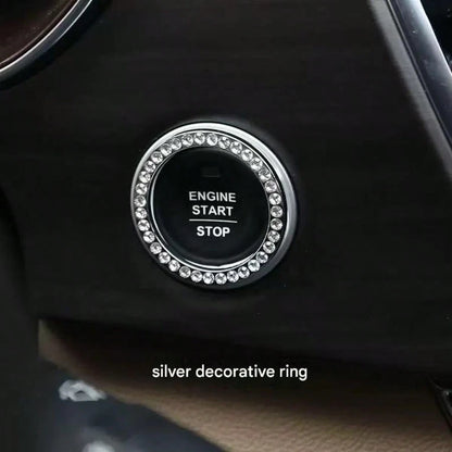 Shiny Crystal Rhinestone Engine Start Ring Decal, Button Cover/Sticker, Key Ignition Knob Shiny Ring, Shiny Car Interior Accessories