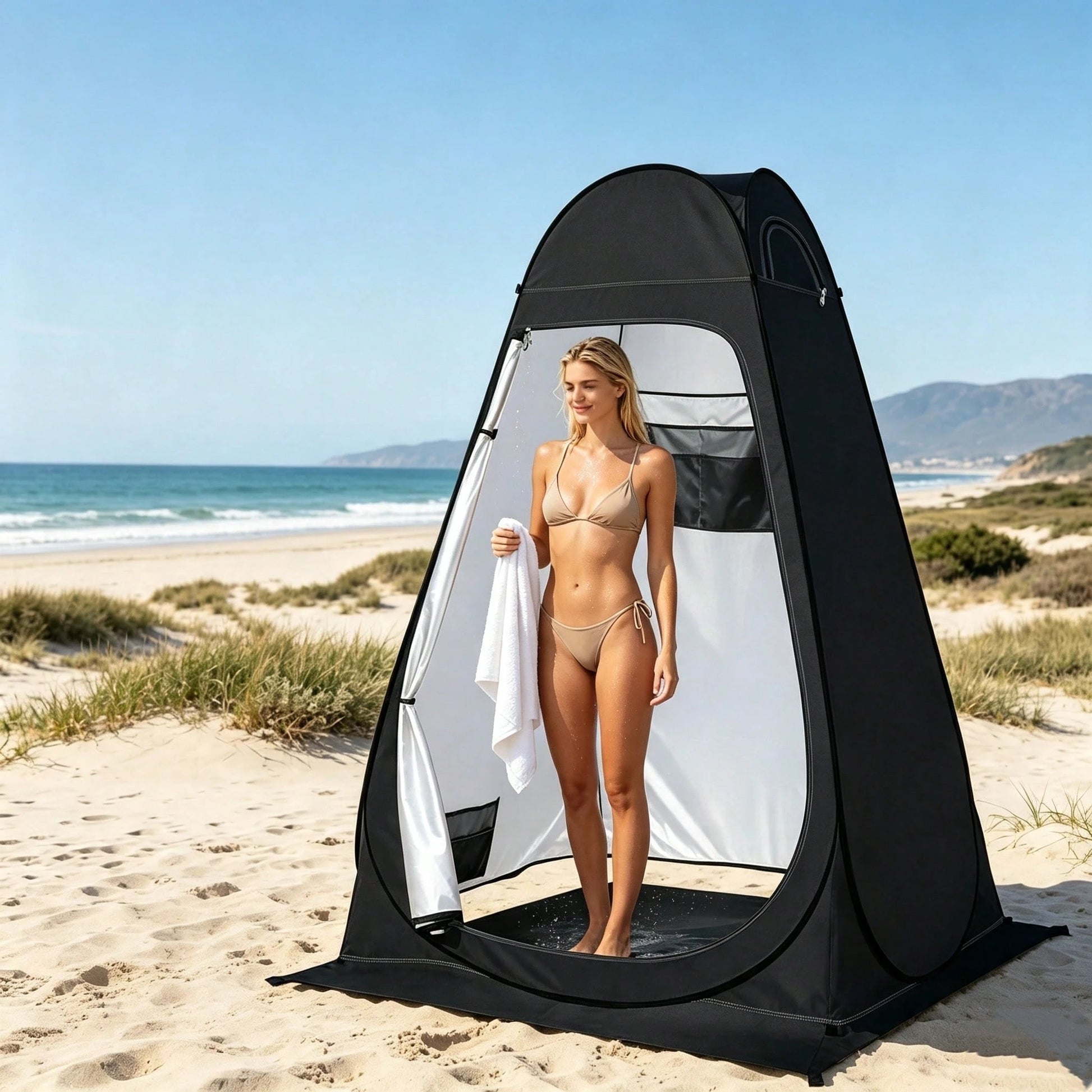 Shower Tent Pop-Up Privacy Tent Camping Portable Toilet Tent Outdoor Camp Bathroom Changing Dressing Room Instant Privacy Shelters For Hiking Beach Picnic Fishing Potty, Extra-Tall, UPF 50+