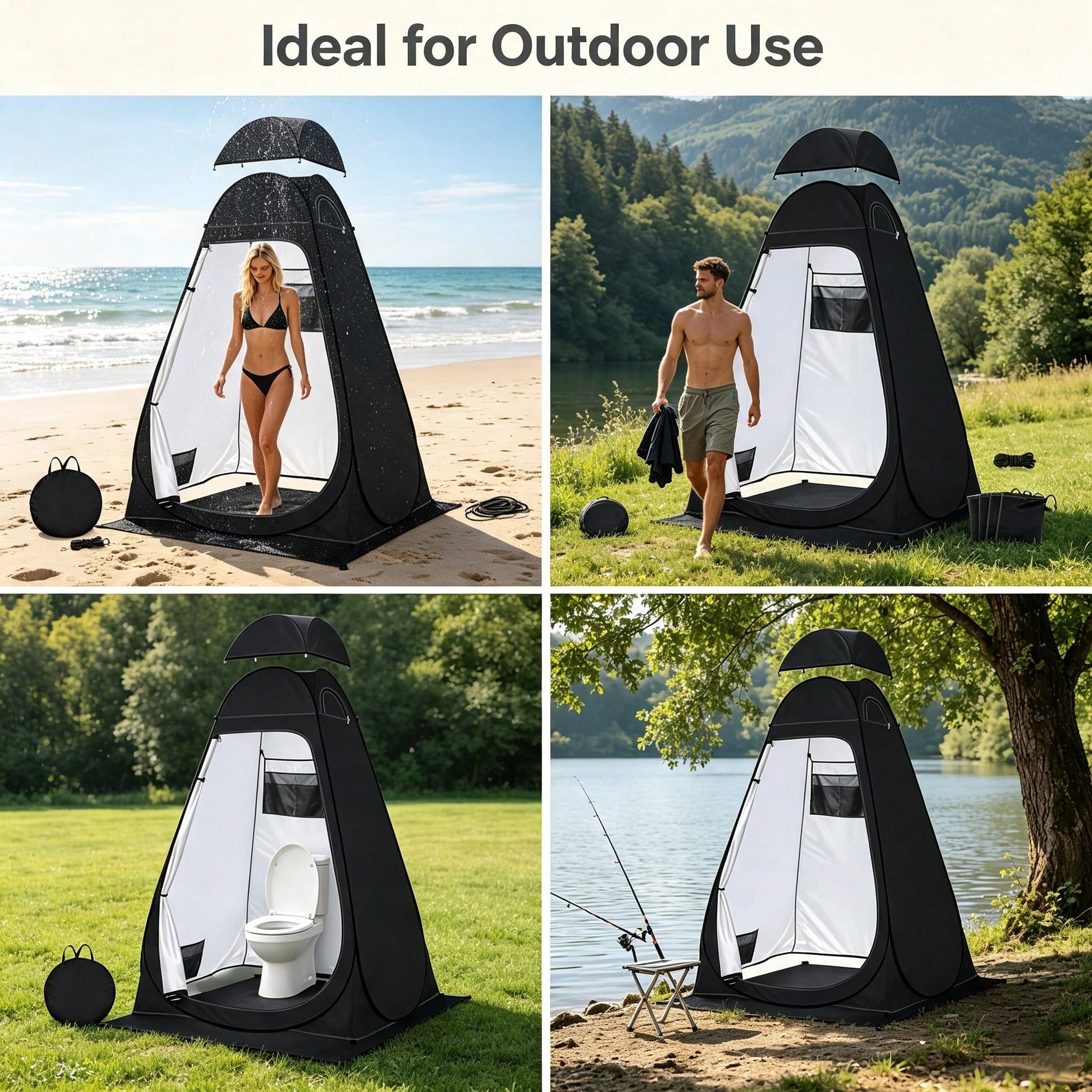 Shower Tent Pop-Up Privacy Tent Camping Portable Toilet Tent Outdoor Camp Bathroom Changing Dressing Room Instant Privacy Shelters For Hiking Beach Picnic Fishing Potty, Extra-Tall, UPF 50+