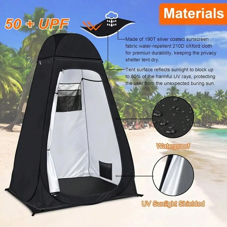 Shower Tent Pop-Up Privacy Tent Camping Portable Toilet Tent Outdoor Camp Bathroom Changing Dressing Room Instant Privacy Shelters For Hiking Beach Picnic Fishing Potty, Extra-Tall, UPF 50+