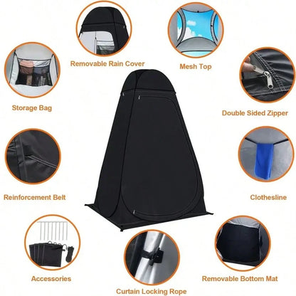 Shower Tent Pop-Up Privacy Tent Camping Portable Toilet Tent Outdoor Camp Bathroom Changing Dressing Room Instant Privacy Shelters For Hiking Beach Picnic Fishing Potty, Extra-Tall, UPF 50+