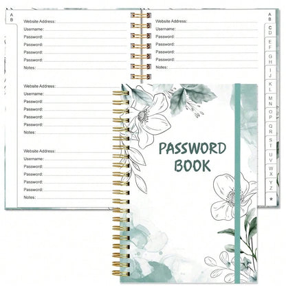 Simplified Password Book With Alphabetical Tabs- Small Pocket Size Password Keeper Journal Notebook For Computer & Website Logins, 4.5\ X 6.2\, Teal