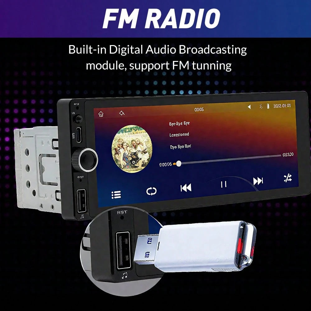 Single DIN Black 6.86 Inch IPS Touch Screen Car Stereo Radio,Wireless Apple CarPlay & Android Auto MP5 Player,Bluetooth5.0 FM Radio Receiver,Support USB/AUX/TF Card Playback & Rear View Camera Input F