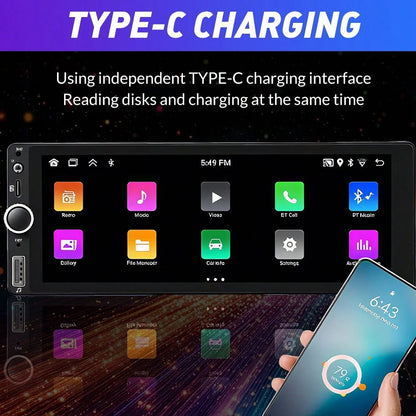 Single DIN Black 6.86 Inch IPS Touch Screen Car Stereo Radio,Wireless Apple CarPlay & Android Auto MP5 Player,Bluetooth5.0 FM Radio Receiver,Support USB/AUX/TF Card Playback & Rear View Camera Input F