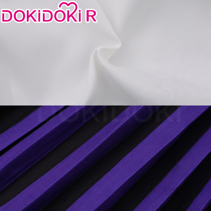 【Size XS-2XL】DokiDoki-R TV Cosplay Addamms Costume Uniform Purple Black Stripes