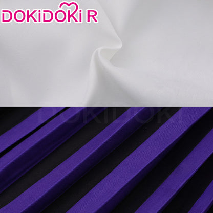 【Size XS-2XL】DokiDoki-R TV Cosplay Addamms Costume Uniform Purple Black Stripes