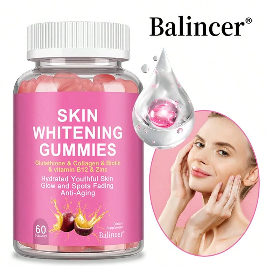 Skin Whitening Gummies, An Antioxidant Supplement- Rich In Glutathione, Collagen, Biotin, Vitamin B12, And Zinc To Protect Healthy Skin- 60 Gummies