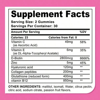 Skin Whitening Gummies, An Antioxidant Supplement- Rich In Glutathione, Collagen, Biotin, Vitamin B12, And Zinc To Protect Healthy Skin- 60 Gummies