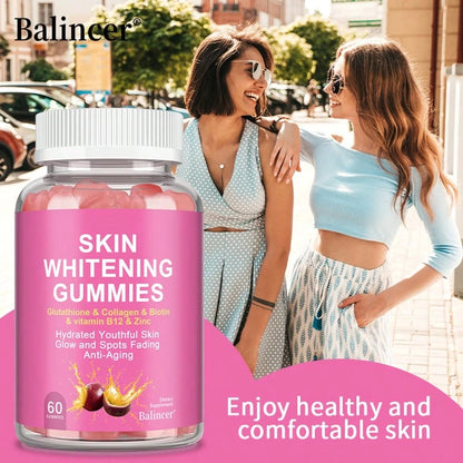 Skin Whitening Gummies, An Antioxidant Supplement- Rich In Glutathione, Collagen, Biotin, Vitamin B12, And Zinc To Protect Healthy Skin- 60 Gummies