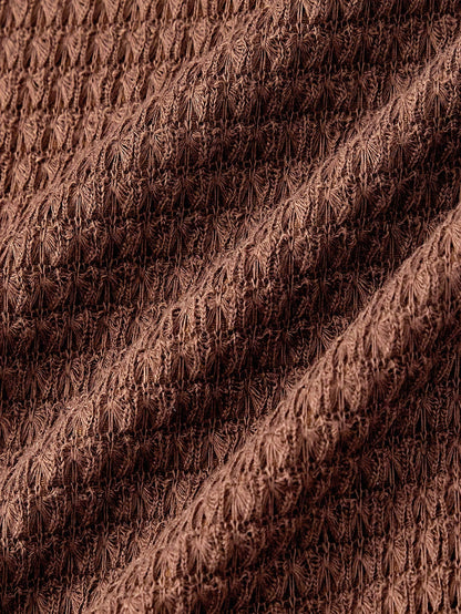 Skyraze Women's Coffee Brown Crochet Mini Dress,One Shoulder Hollow Out Mesh Knit Beach Cover Up,Starfish Detail Slim Fit Boho Beach Summer Holiday Holiday