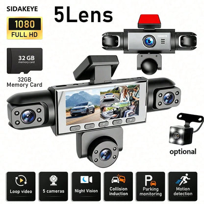 SKYWORTH SIDAKEYE 360° Panoramic 5-Way 1080P Ultimate Dash Cam Kit, Car DVR With Night Vision, 24-Hour Parking Monitoring, G-Sensor, Loop Recording And More