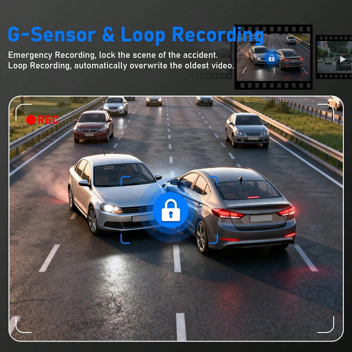 SKYWORTH SIDAKEYE 360° Panoramic 5-Way 1080P Ultimate Dash Cam Kit, Car DVR With Night Vision, 24-Hour Parking Monitoring, G-Sensor, Loop Recording And More