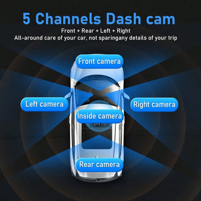 SKYWORTH SIDAKEYE 360° Panoramic 5-Way 1080P Ultimate Dash Cam Kit, Car DVR With Night Vision, 24-Hour Parking Monitoring, G-Sensor, Loop Recording And More