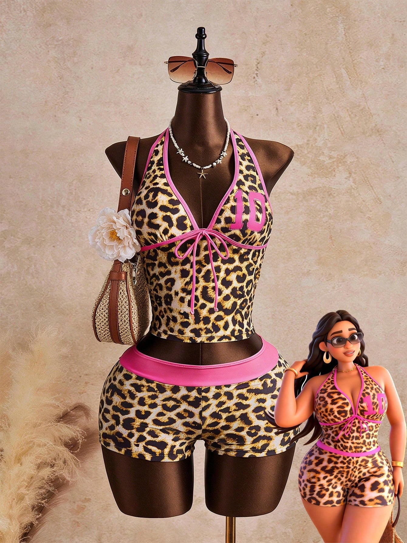 Slaydiva 2026 New Plus Size Halter Bikini 2 Pieces Set, Women Summer Beach Vacation Outfit