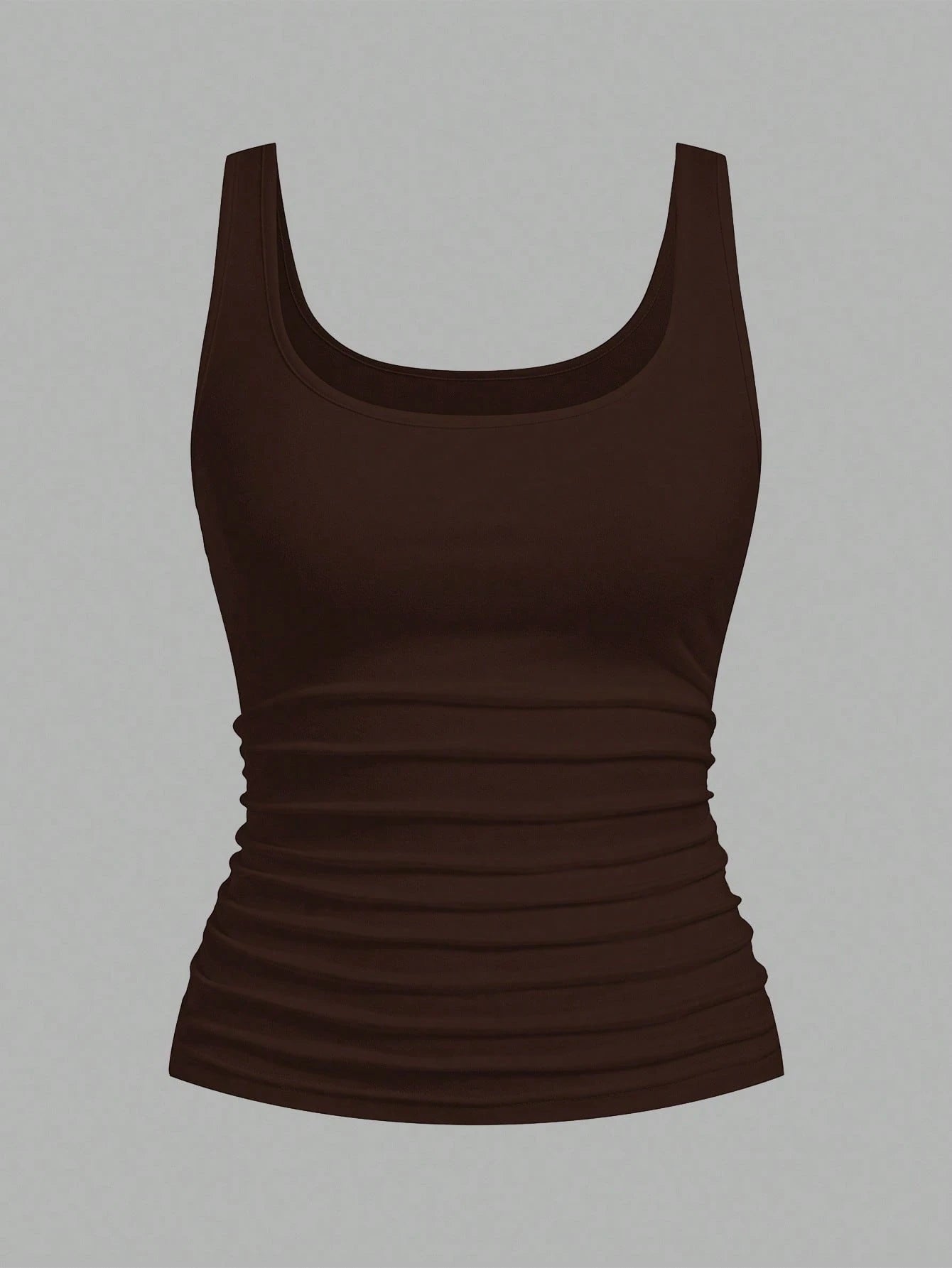 Slaydiva 2pcs Women Casual Loose Scoop Neck Sleeveless Tank Top Set, Dark Brown & Light Apricot, Versatile For Daily Wear Beach