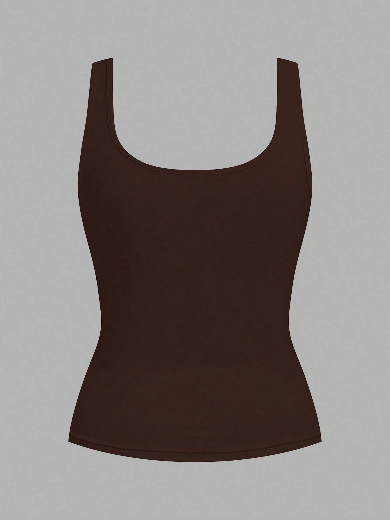 Slaydiva 2pcs Women Casual Loose Scoop Neck Sleeveless Tank Top Set, Dark Brown & Light Apricot, Versatile For Daily Wear Beach