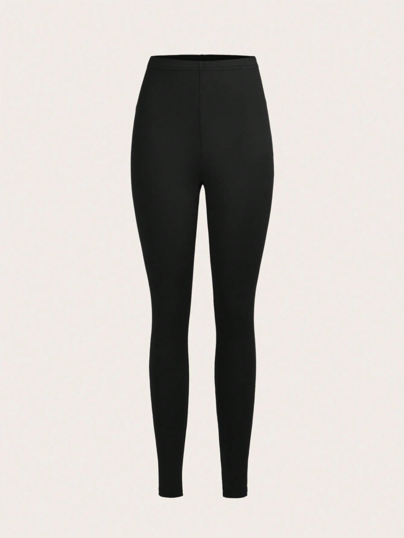 Slaydiva 3pcs Black Casual Solid Color Knit Leggings, Skinny Fit, Long Style, Spring/Summer