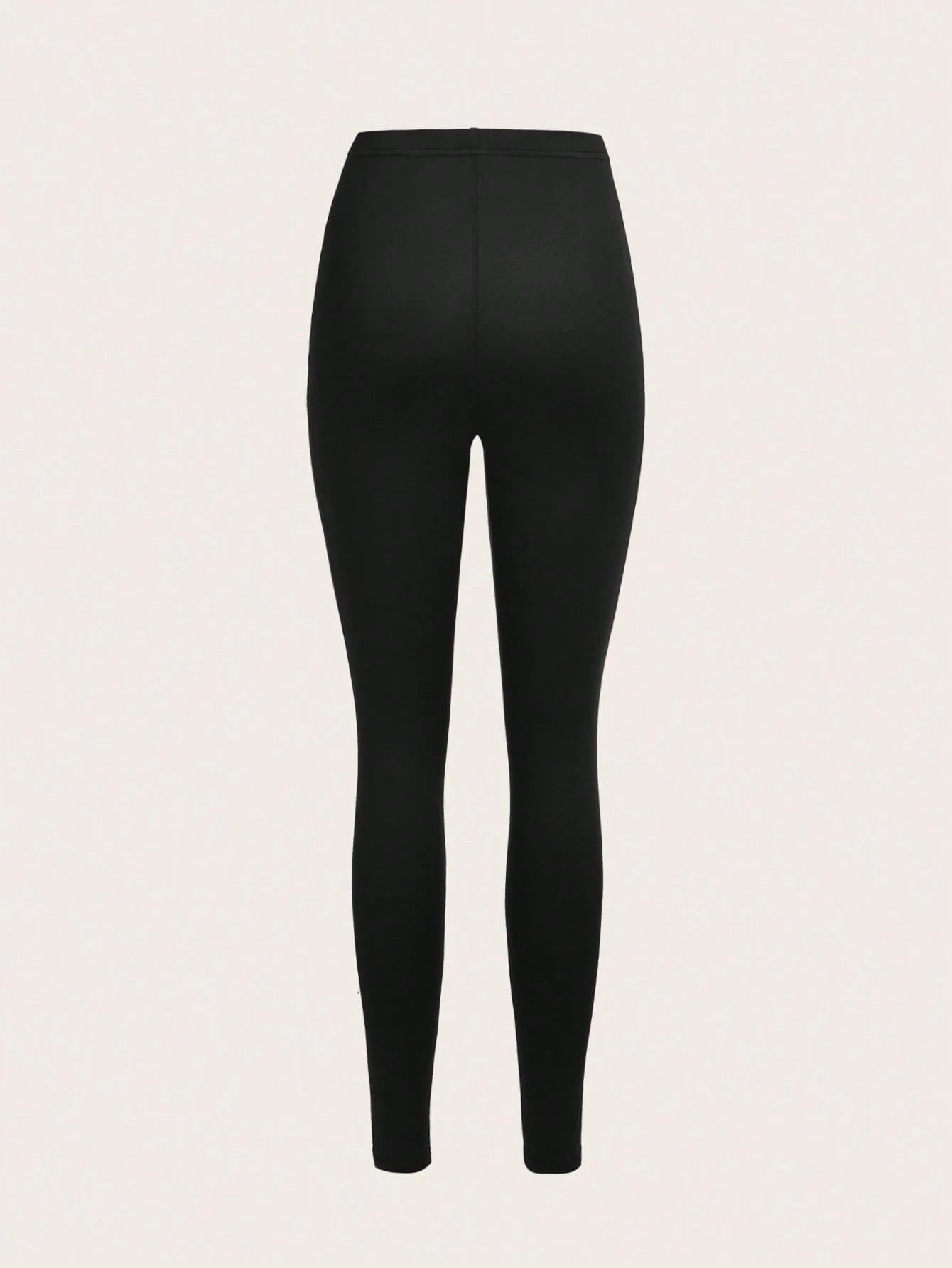 Slaydiva 3pcs Black Casual Solid Color Knit Leggings, Skinny Fit, Long Style, Spring/Summer