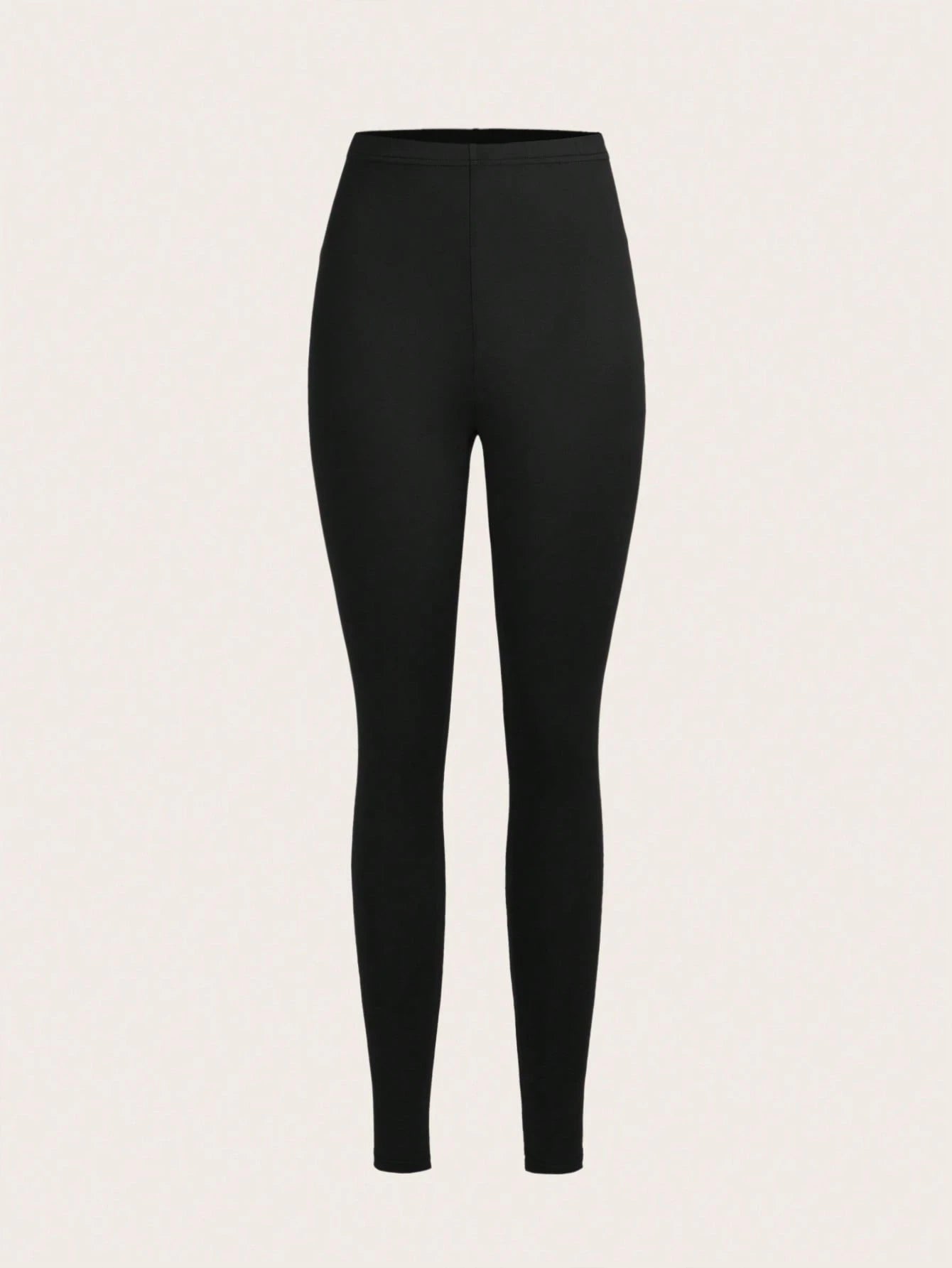 Slaydiva 3pcs Black Casual Solid Color Knit Leggings, Skinny Fit, Long Style, Spring/Summer