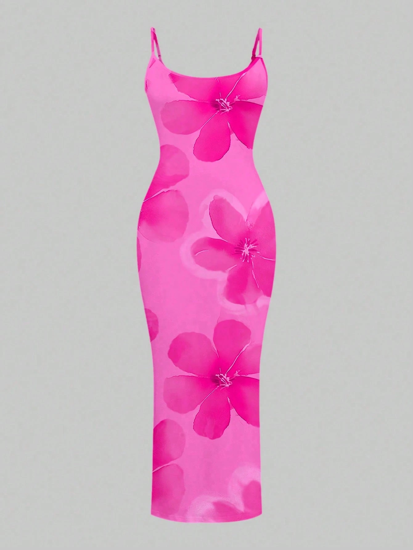 Slaydiva Casual Floral Print Camisole Bodycon Long Dress For Women, Summer Yellow Suitable Chic
