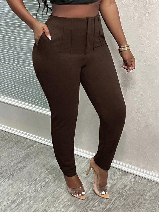 Slaydiva New Arrival/Easter/Western Style Summer Solid Color Wrap Pleated High Waist Cropped Work Pants For Women