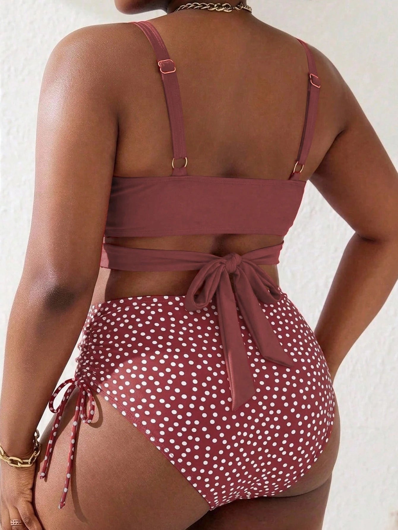 Slaydiva Plus Size Women's Printed 2-Piece Spaghetti Strap Criss-Cross Front Triangle Bikini Set, Suitable For Vacation & Beach