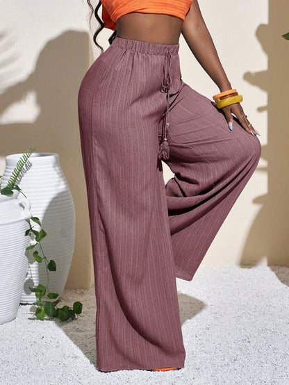Slaydiva Women's Full Length Geometric Green Vacation Wide Leg Pants, Casual Festival/Holiday