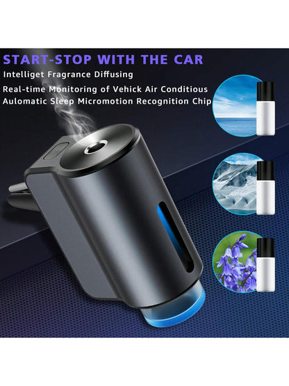 Smart Car Air Freshener- Upgraded Version, Includes 3 Bottles Of 10ml French Essential Oil, Enhanced Spray Effect, Long-Lasting Fragrance, Adjustable Intensity Car Aroma Device
