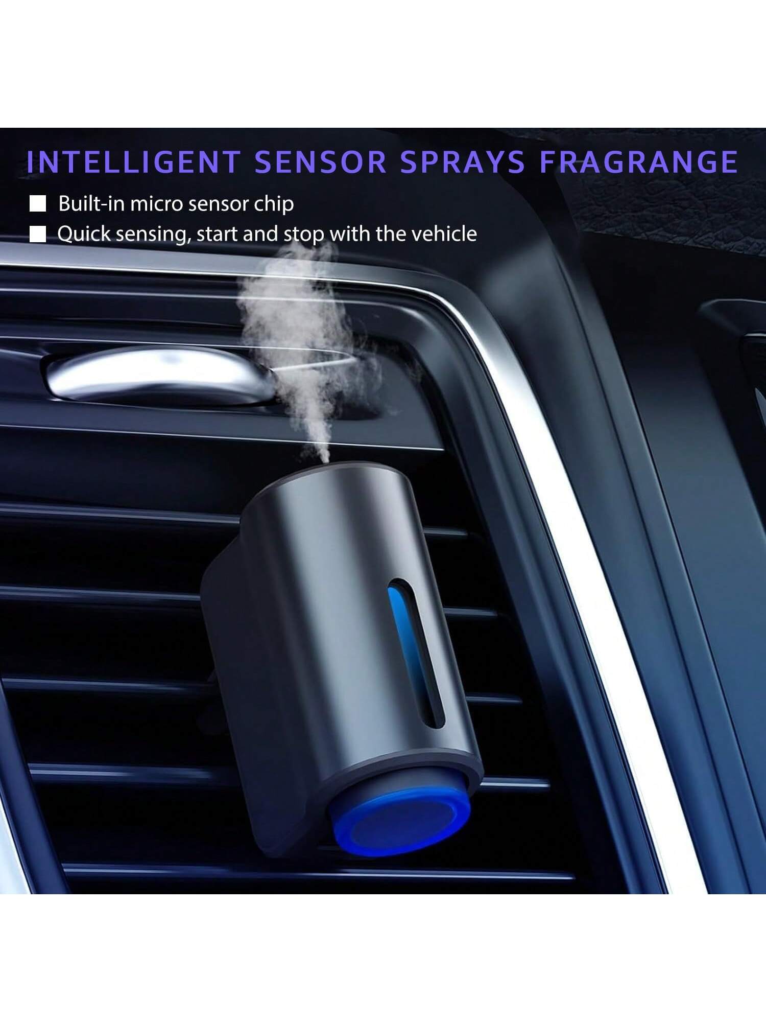 Smart Car Air Freshener- Upgraded Version, Includes 3 Bottles Of 10ml French Essential Oil, Enhanced Spray Effect, Long-Lasting Fragrance, Adjustable Intensity Car Aroma Device