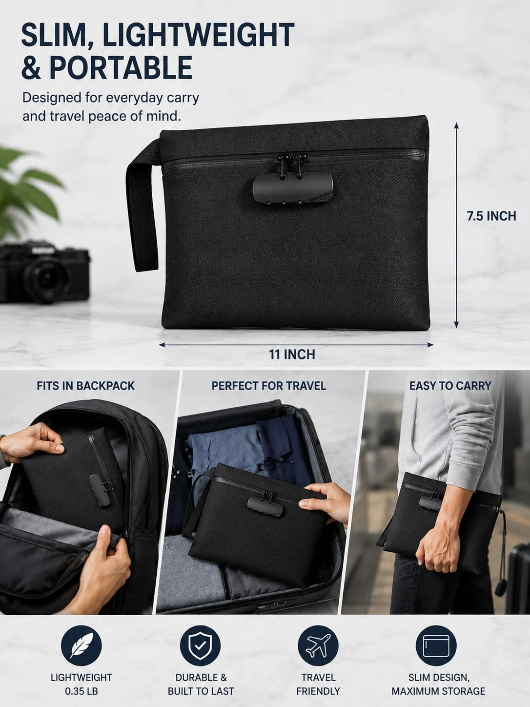 Smell Proof Bag With Combination Lock Set, Lockable Waterproof Travel Organizer For Odor-Free Storage & Everyday Use