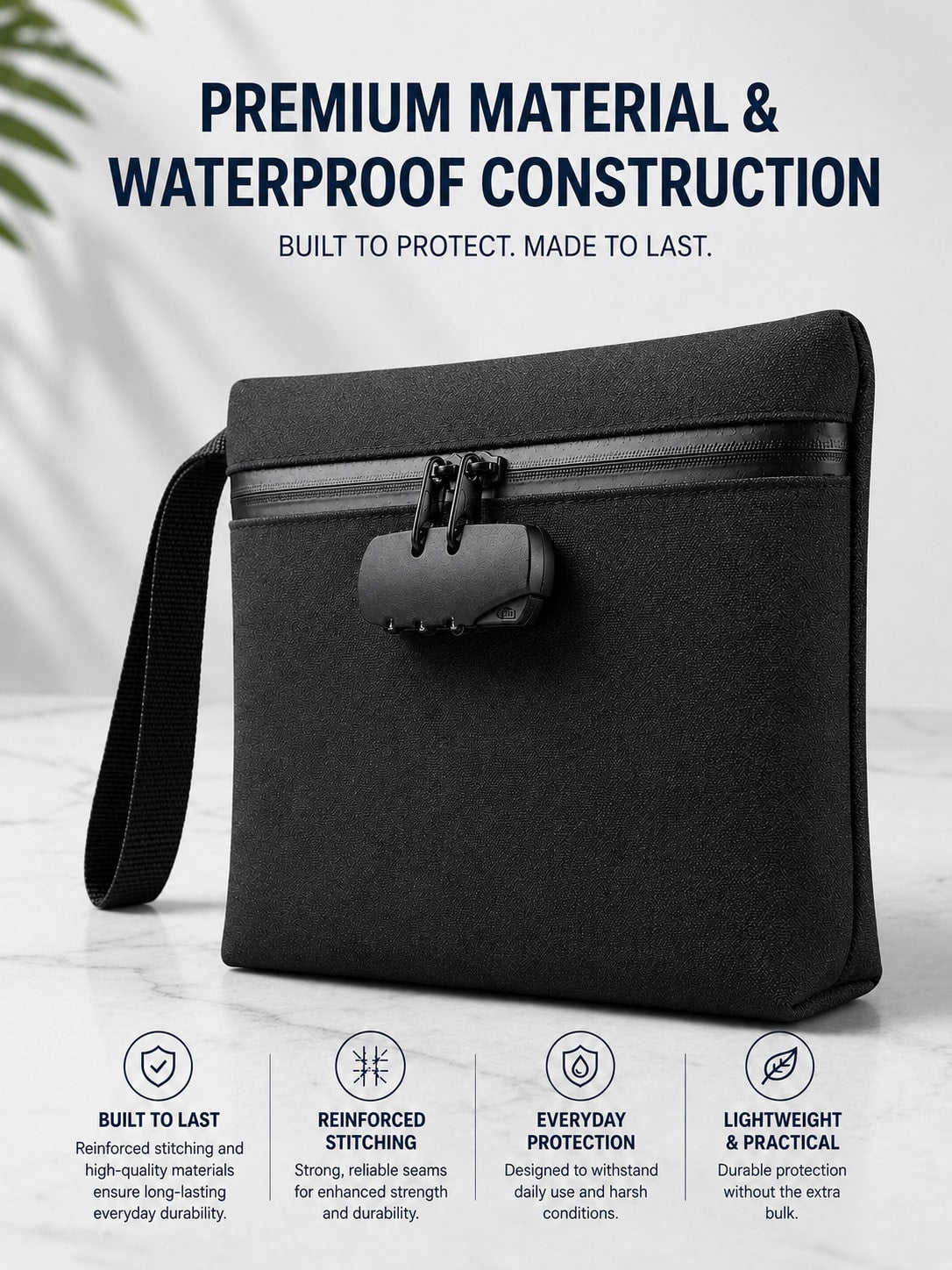 Smell Proof Bag With Combination Lock Set, Lockable Waterproof Travel Organizer For Odor-Free Storage & Everyday Use