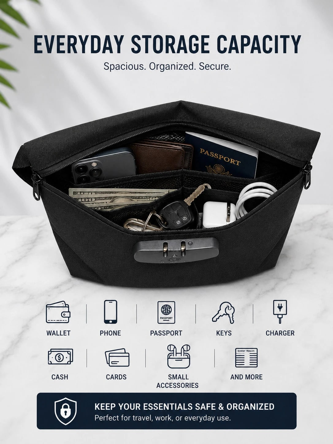Smell Proof Bag With Combination Lock Set, Lockable Waterproof Travel Organizer For Odor-Free Storage & Everyday Use
