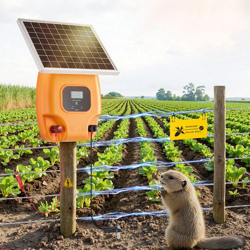 Solar Fence Charger, 1J 10kV Solar Powered Fence Charger, 1.86 Miles Range, Electric Fence Energizer Kit, Keep Out Predators, 3 Days Runtime, For Livestock, Poultry, Garden Protection
