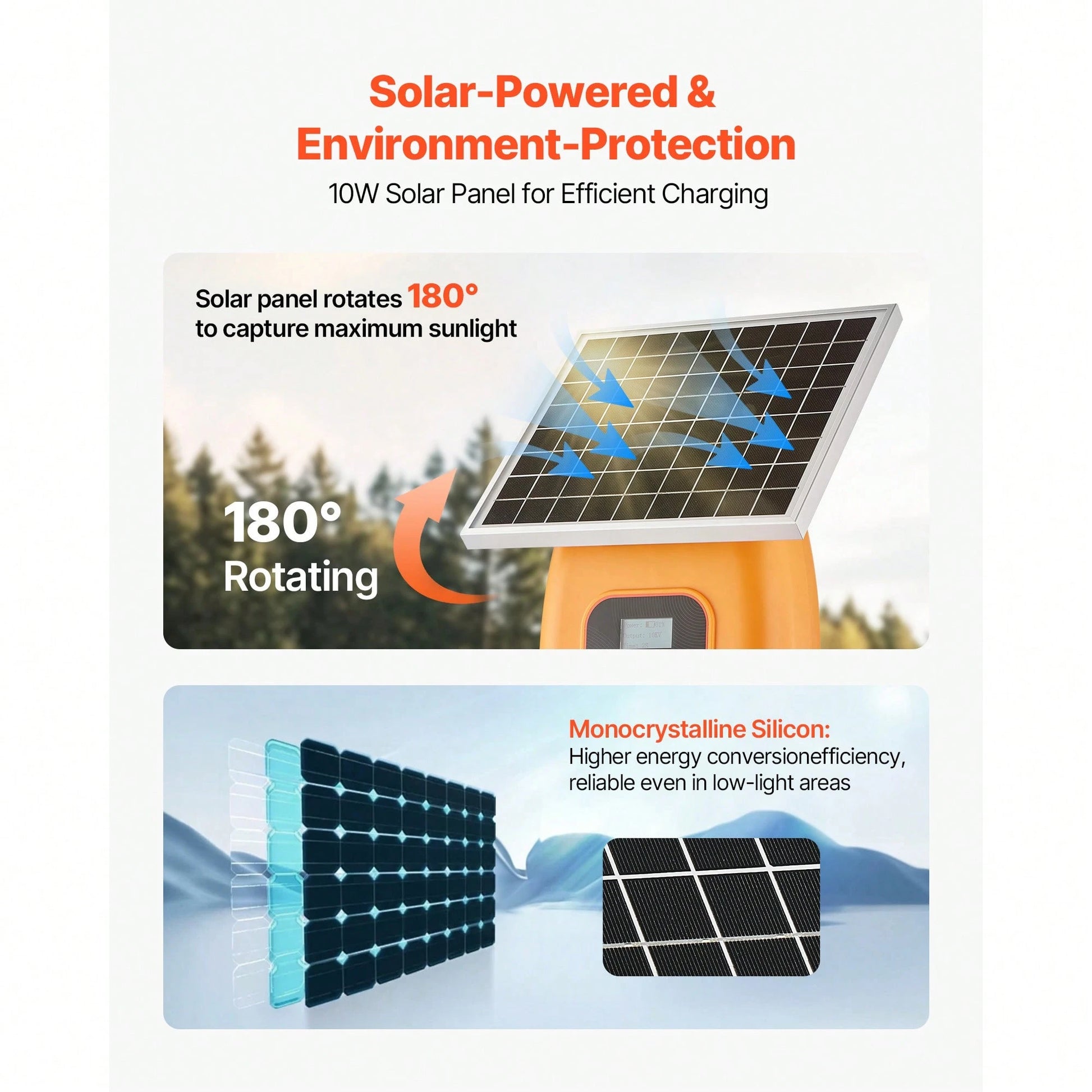 Solar Fence Charger, 1J 10kV Solar Powered Fence Charger, 1.86 Miles Range, Electric Fence Energizer Kit, Keep Out Predators, 3 Days Runtime, For Livestock, Poultry, Garden Protection