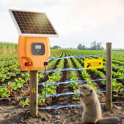 Solar Fence Charger, 1J 10kV Solar Powered Fence Charger, 1.86 Miles Range, Electric Fence Energizer Kit, Keep Out Predators, 3 Days Runtime, For Livestock, Poultry, Garden Protection