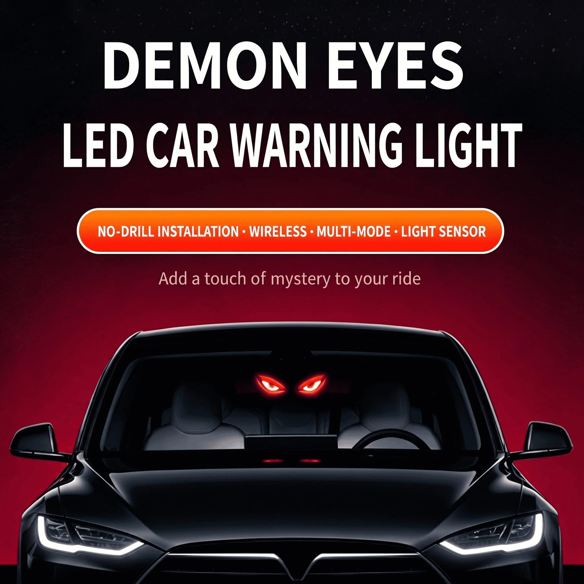 Solar Powered Demon Eye LED Car Window Warning Light, Wireless Triangle Corner Decorative Lamp With Multi-Mode Lighting, Auto On/Off Light Sensor For Vehicle Side Window Interior Ambient Glow, No Wiri