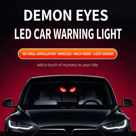Solar Powered Demon Eye LED Car Window Warning Light, Wireless Triangle Corner Decorative Lamp With Multi-Mode Lighting, Auto On/Off Light Sensor For Vehicle Side Window Interior Ambient Glow, No Wiri