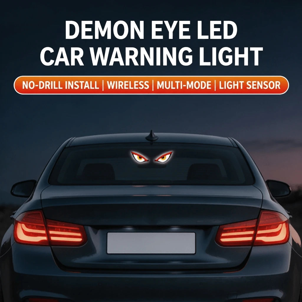 Solar Powered Demon Eye LED Car Window Warning Light, Wireless Triangle Corner Decorative Lamp With Multi-Mode Lighting, Auto On/Off Light Sensor For Vehicle Side Window Interior Ambient Glow, No Wiri