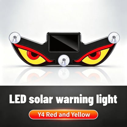 Solar Powered Demon Eye LED Car Window Warning Light, Wireless Triangle Corner Decorative Lamp With Multi-Mode Lighting, Auto On/Off Light Sensor For Vehicle Side Window Interior Ambient Glow, No Wiri
