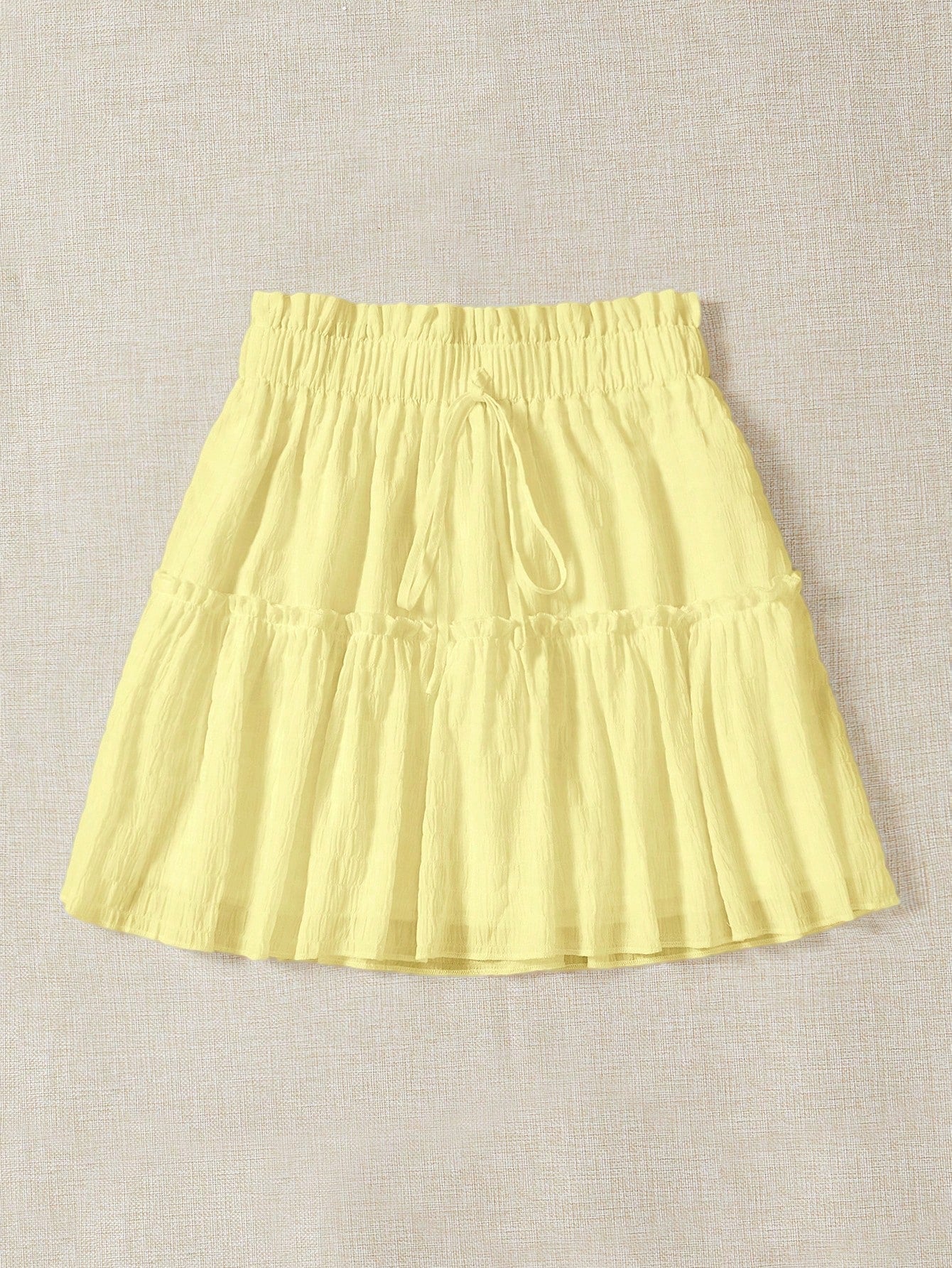 Soleia Casual Summer Skirt With Tie, Frill Trim And Decorative Details