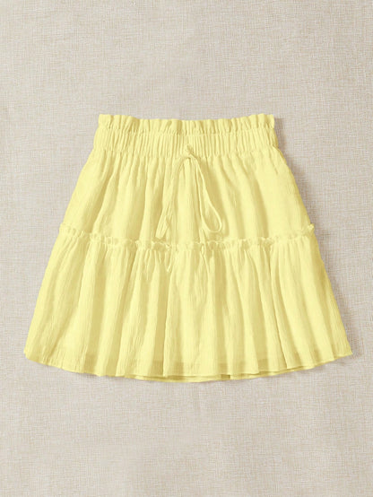 Soleia Casual Summer Skirt With Tie, Frill Trim And Decorative Details