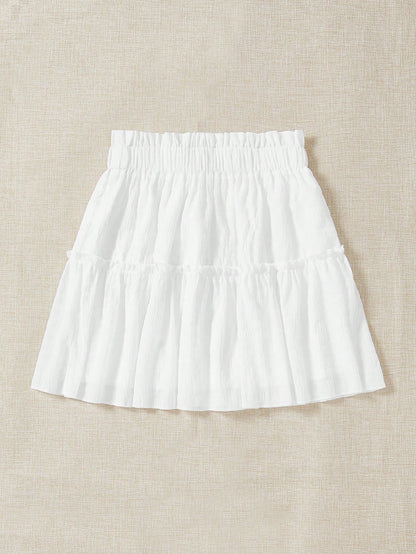 Soleia Casual Summer Skirt With Tie, Frill Trim And Decorative Details
