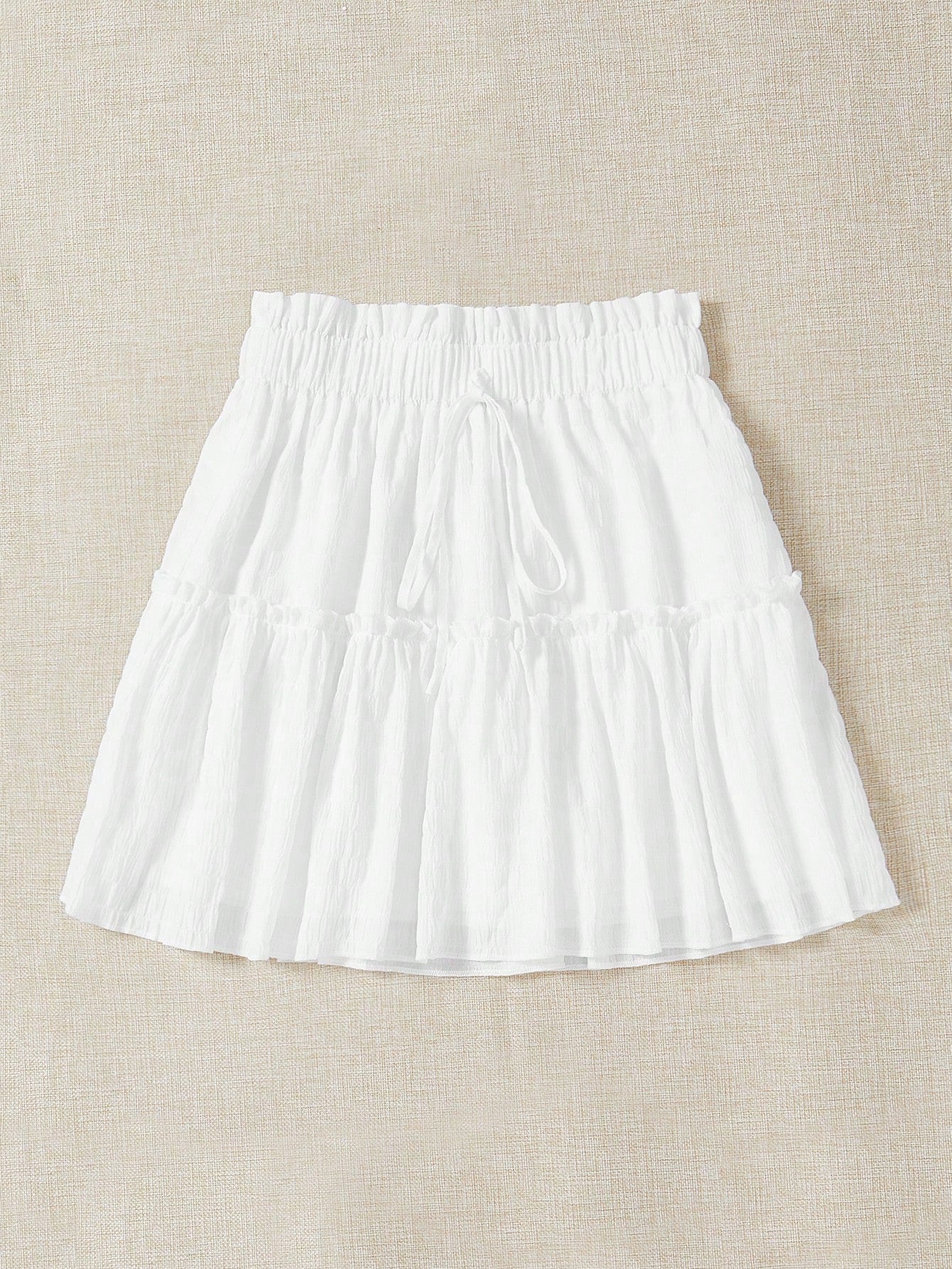 Soleia Casual Summer Skirt With Tie, Frill Trim And Decorative Details