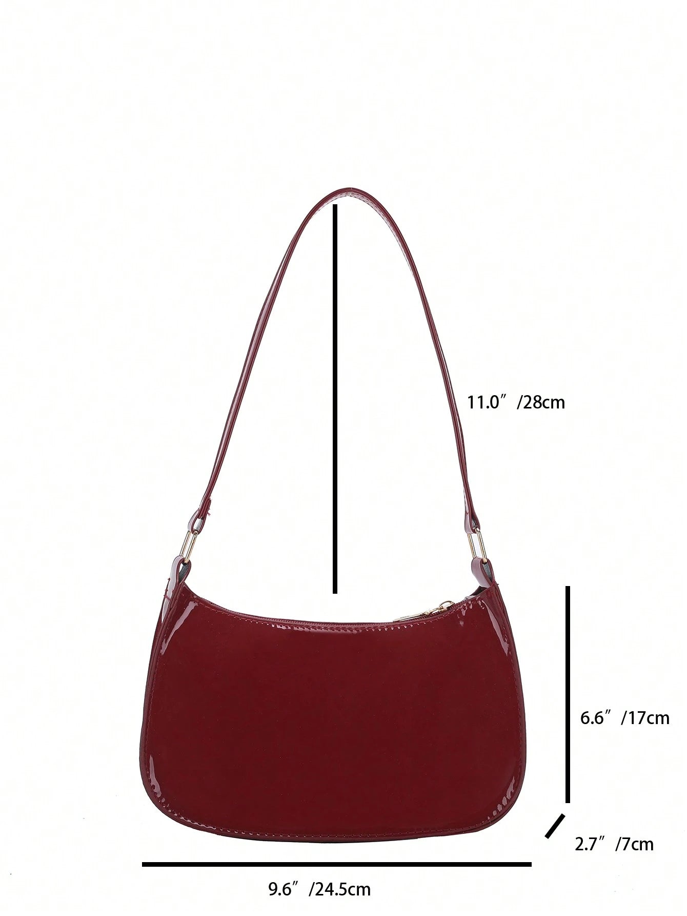 Solid Color Minimalist Zipper Closure Shoulder Bag Stylish Simple Crescent Bag, Zipper Shoulder Bag, Faux Leather Solid Color Purse, Burgundy Bag& New Year Ideal Gift, Fashionable Burgundy Bag, Old M